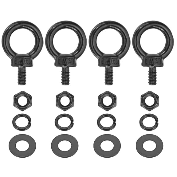 4Pcs M6x12mm 304 Stainless Steel Lifting Shoulder Eye Bolt with Nut Washer Set