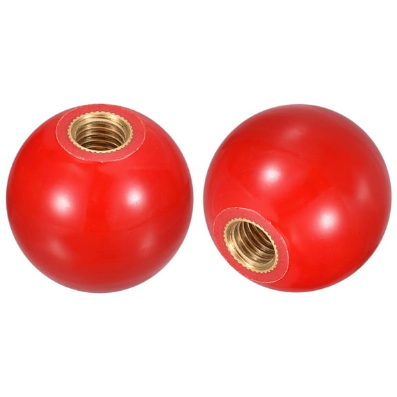 4Pcs M8 Copper Thread 25mm Dia Threaded Ball Knobs for Machine Handle, Red