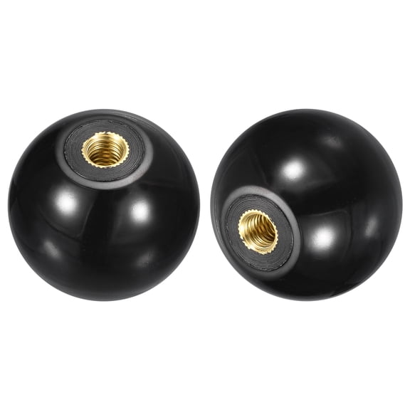 4Pcs M8 Copper Thread 40mm Dia Threaded Ball Knobs for Machine Handle, Black