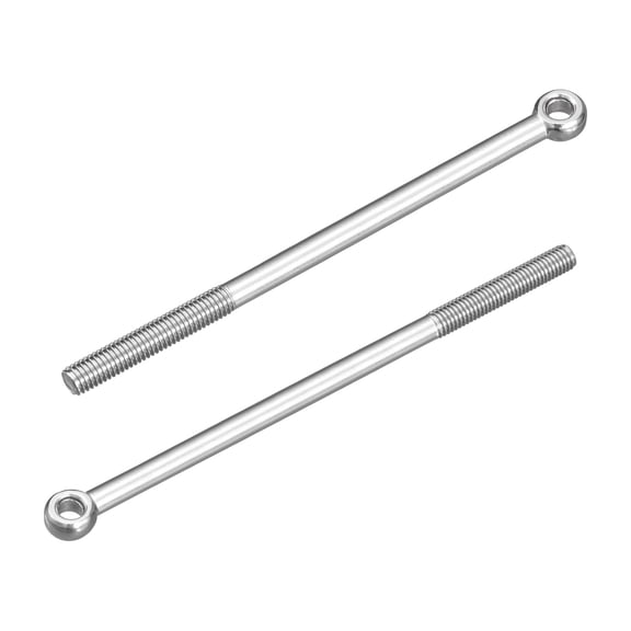 4Pcs M8 x 130mm Lifting Eye Bolts, 304 Stainless Steel Machinery Shoulder Swing Bolt Lifting Ring Eyebolt for Pipeline Gate Valves, Building Steel Pipe Fasteners, Silver