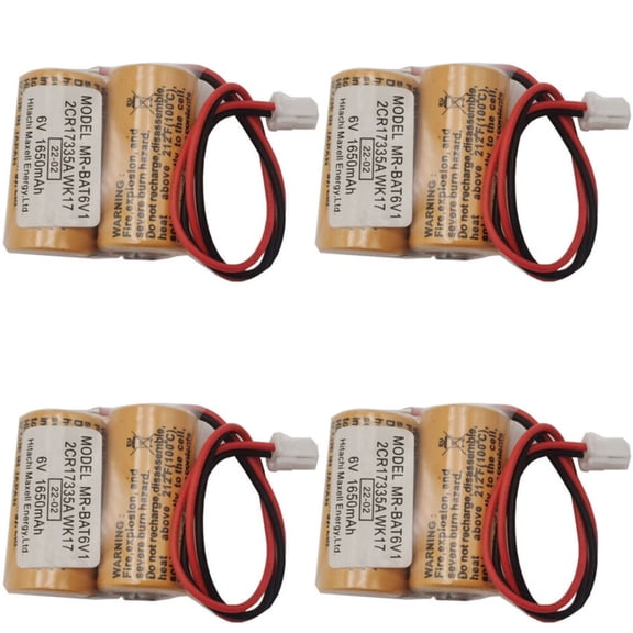 4Pcs MR-BAT6V1 2CR17335A WK17 6V 1800mAh Battery with Connector for MR-J4 M80