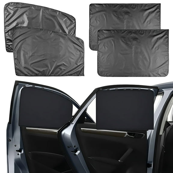 4Pcs Magnetic Car Side Window Sun Shades, IC ICLOVER Car Front and Rear Window Sunshades Privacy Curtains, Baby Car Window Shade for Heat & UV Protection
