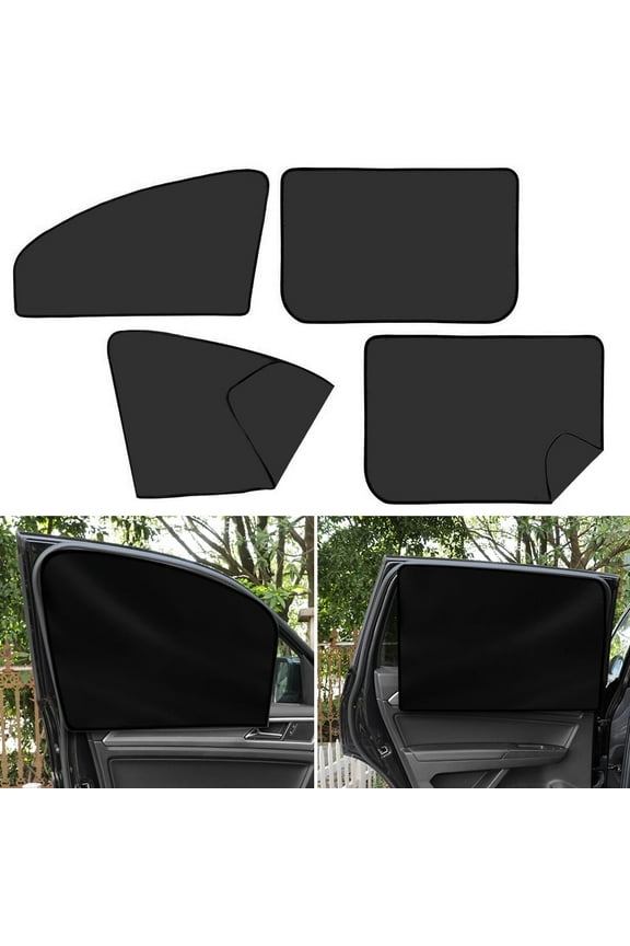 4Pcs Magnetic Car Side Window Sun Shades, IC ICLOVER Car Front and Rear Window Sunshades Privacy Curtains, Baby Car Window Shade sunscreen 100% Block Sunlight Cover Shield UV Protection