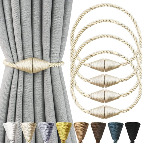 4Pcs Magnetic Curtain Tiebacks Rope Decorative Holdbacks for Drapes