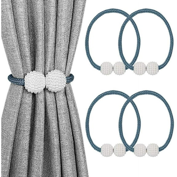 4Pcs Magnetic Curtain Tiebacks, Strong Magnetic Weave Curtain Holdbacks Holders Decorative Window Drape Tie Backs 16 inch for Home & Office
