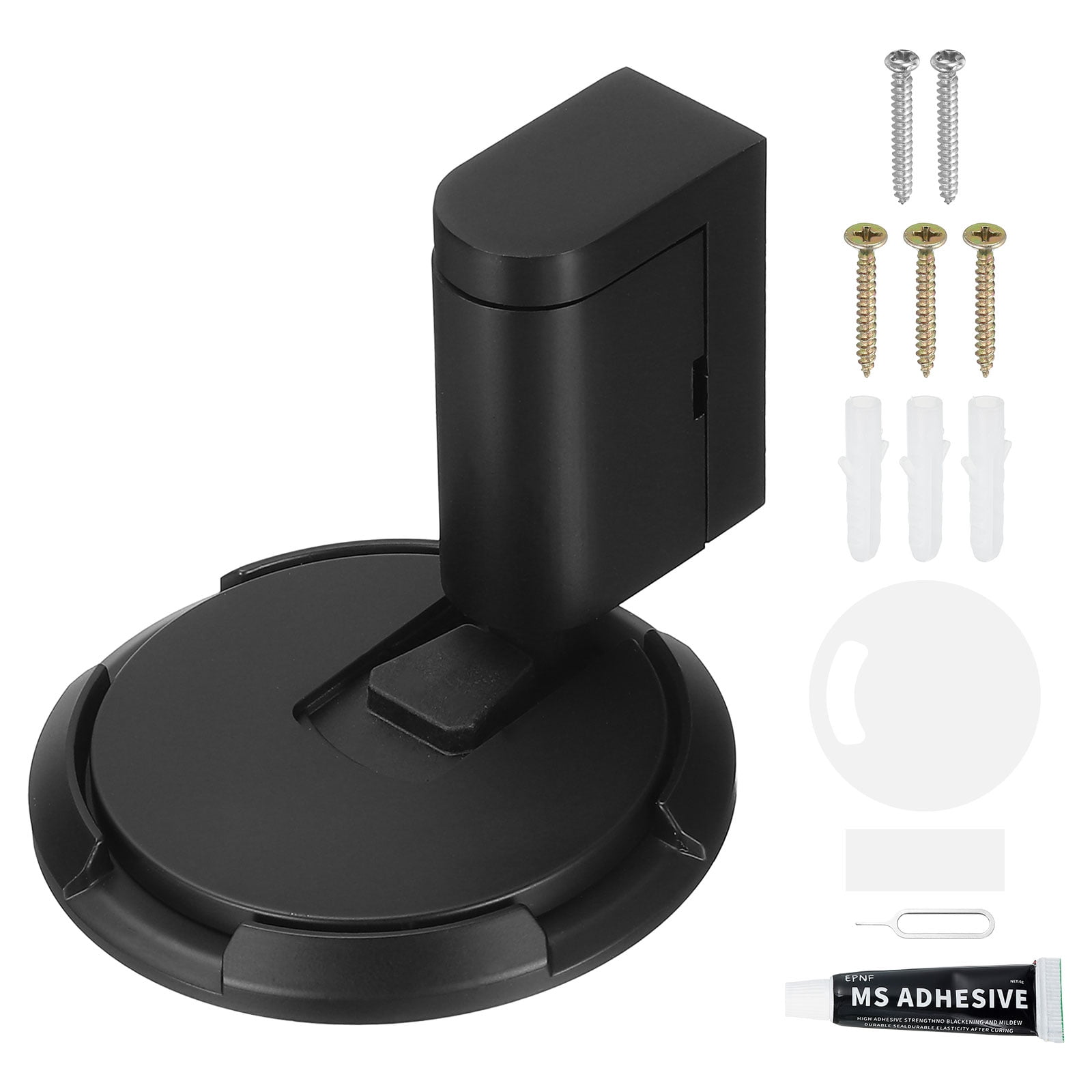 4Pcs Magnetic Door Stopper, Silent Magnetic Floor Door Stop with Adhesive, Black