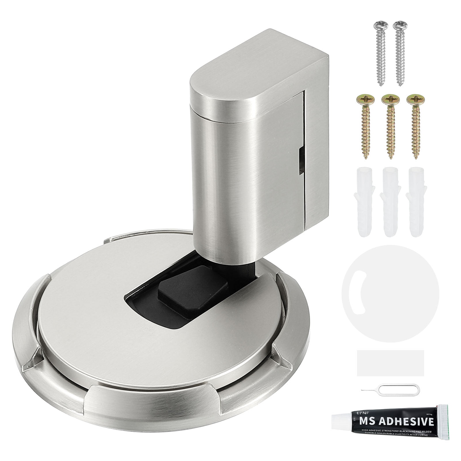 4Pcs Magnetic Door Stopper, Silent Magnetic Floor Door Stop with Adhesive, Brushed