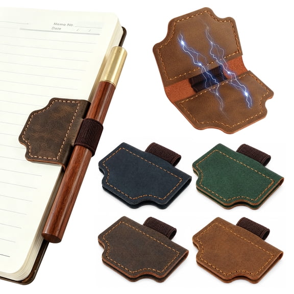 4Pcs Magnetic Leather Bookmarks with Integrated Pen Holder for Bible Study, Journaling & Planners Essential Reading Accessories for Book Lovers & Avid Readers