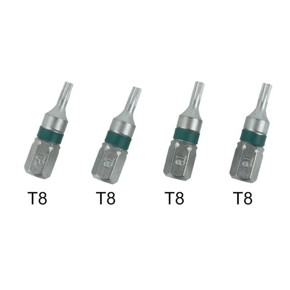 4Pcs Magnetic T6-T40 Hex Head Screw Driver Bit 1/4inch Hex Shank 25mm Spanner T8