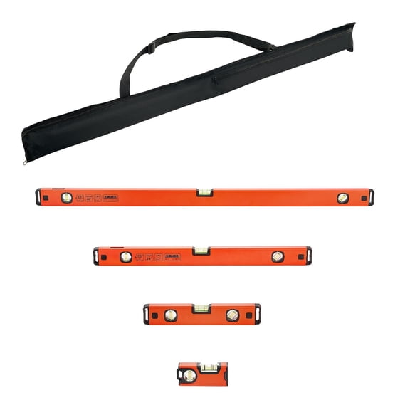 4Pcs Magnetic Torpedo Level Set, 4/12/24/40 Inch Aluminum Alloy Level Tool with 3 Green Vials, Multi-Angle Measuring Level for Construction Renovation