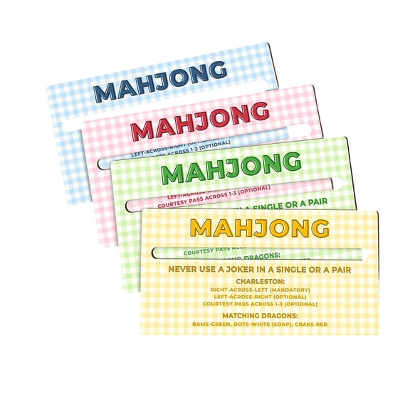 4Pcs Mahjong Cards Quick Reference Guide, Set of Plastic Handy Cheat Sheets for American Mahjong, Useful Game Accessory
