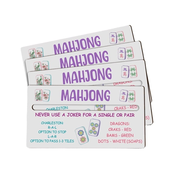 4Pcs Mahjong Cards Quick Reference Guide, Set of Plastic Handy Cheat Sheets for American Mahjong, Useful Game Accessory