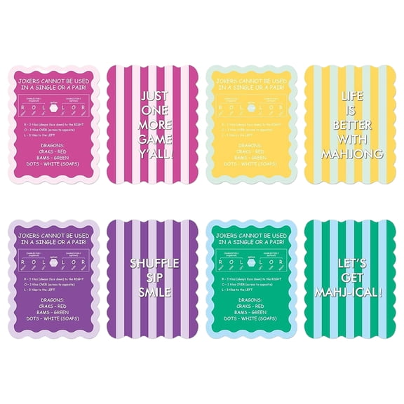 4Pcs Mahjong Shuffling Cards, Striped Wave Edge Shuffling Tools for Mahjong, Smooth Mahjong Accessories for Beginners, Multicolor Design