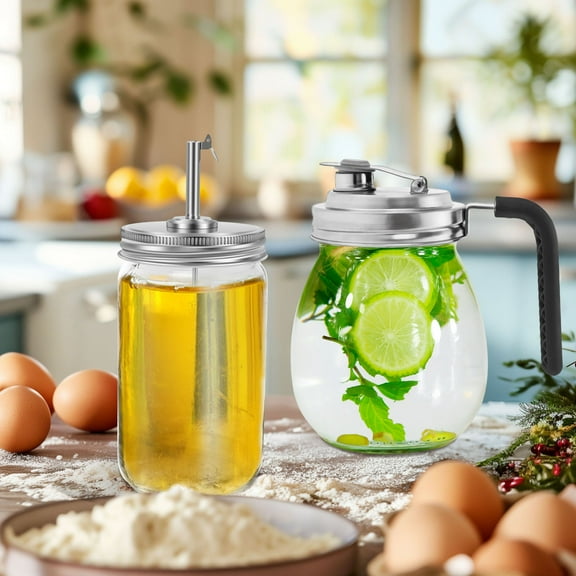 4Pcs Mason Jar Pour Mouth Lid Rust Resistant Mason Jug Flip Cap Sealed Glass Jar Flip Cap Easy to Detach Wash Mason Jug Lid Safe Robust Mason Jar Pour Mouth Lid Suitable for Vinegar