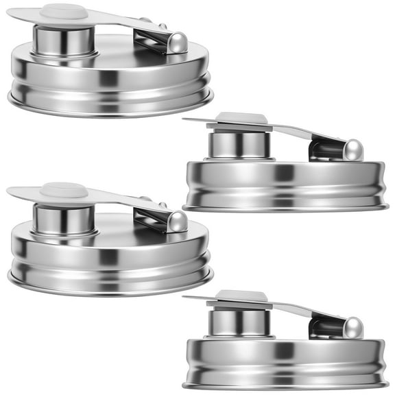 4Pcs Mason Jar Pour Spout Lid for 2.76 Inch Wide Mouth Mason Jars, Mason Jar Pitcher Flip Cap Airtight Handle Lid, Leak Proof Seal Cover for Drinking Salad Dressing & Food Storing