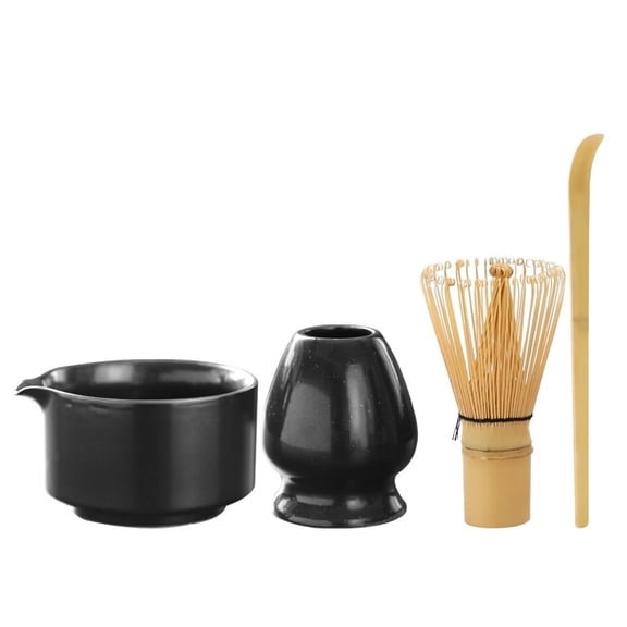 Matcha Whisk Set Kit 4-Piece Ceramic Matcha Tea Bowl and Whisk with Bamboo Tea Maker Ceremony Match Accessories