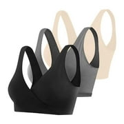 NOVOBEY 4Pcs Maternity Lingerie Sleep Bra Postpartum Crossover Nursing Bra