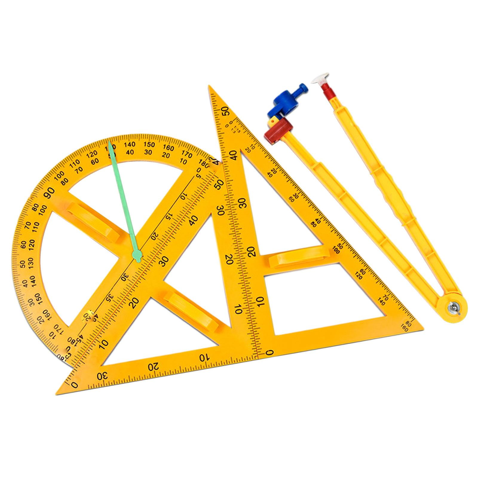 4Pcs Math Geometry Ruler Set Protractor Teaching Aids Tool Compass