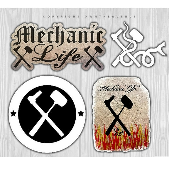 4Pcs Mechanic Hot Rod JDM Racing Drifting Garage Style Vinyl Sticker Decals