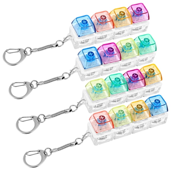 4Pcs Mechanical Keyboard Fidget Toy Keyboard Clicker with LED Light Keyboard Fidget Keychain Keyboard Button Finger Clicker for Anxiety Relief