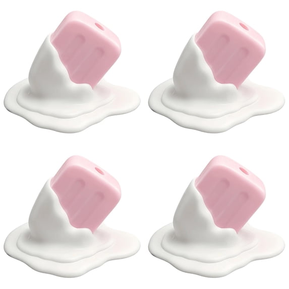 4Pcs Melting Ice Cream Pen Holder 4.65in Pink Resin Desktop Organizer - Cute Pencil Cup Storage Box for Home Office Desk Decor, Vanity Makeup Brush Holder, Creative Gift for Birthdays & Holidays