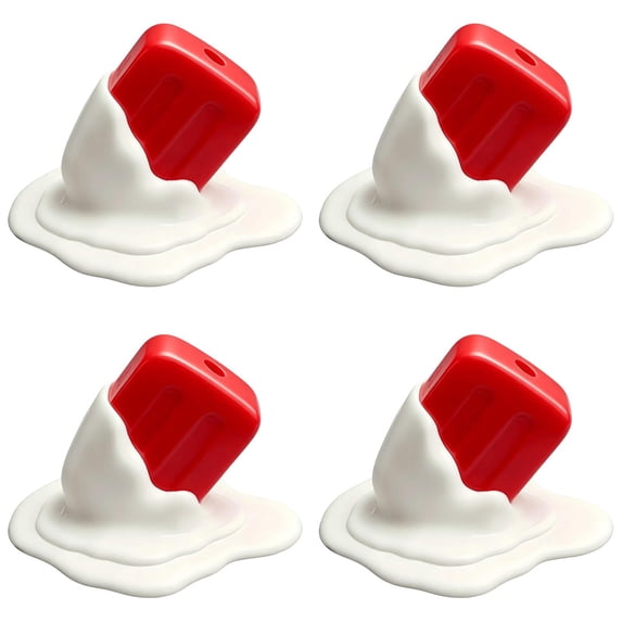 4Pcs Melting Ice Cream Pen Holder 4.65in Red Resin Desktop Organizer - Cute Pencil Cup Storage Box for Home Office Desk Decor, Vanity Makeup Brush Holder, Creative Gift for Birthdays & Holidays