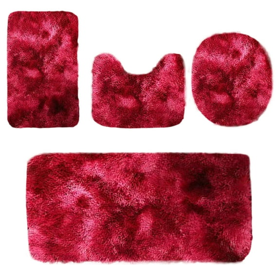 4Pcs Memory Foam Mixed Color Plush Bath Mats Toilet Mat Toilet Cover 4 Set Bathroom Rugs Universal Soft Comfortable Water Absorption Non-Slip Thickened Machine Washable Easier To Dry