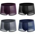 thumbnail image 1 of 4Pcs Men's Ice Silk Mesh Breathable Underpants Bamboo Boxer Briefs, Box Hero Bamboo Boxers Men Shorts-For All-Day Comfort, 1 of 10