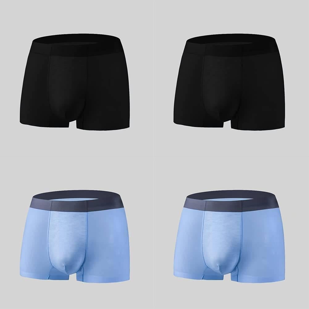4Pcs Men's Underwear Boxer Briefs Plus Size Long Underwear Natural