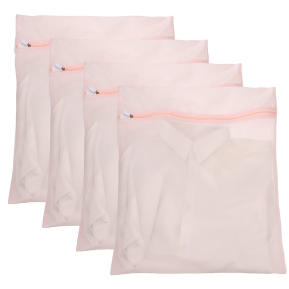 4Pcs Mesh Laundry Bags for Delicates, 16"x20"Mesh Washing Bags Fine Net Travel Storage Organize Machine Bag with Zipper for Travel Clothes, Bathroom, Dorm, Bras, Light Pink