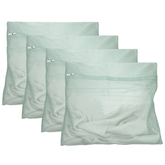 4Pcs Mesh Laundry Bags for Delicates, 24"x24"Mesh Washing Bags Fine Net Travel Storage Organize Machine Bag with Zipper for Travel Clothes, Bathroom, Dorm, Bras, Lime Green