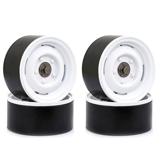 4Pcs Metal 1.9 Beadlock Wheel Rim Hub for 1/10 RC Crawler Car Axial SCX10 90046 TRX4 D90 Redcat,White