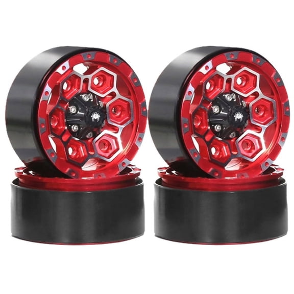 1.9In Beadlock Wheel Rim Wheel Hub for 1/10 RC Crawler Car TRX4 Red
