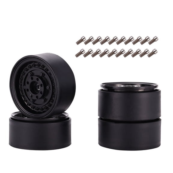 4Pcs Metal 1.9Inch Beadlock Wheel Rim Hub for 1/10 Rc Crawler Car Axial Scx10 90046 Trx4 D90 ,Black