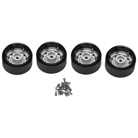 4Pcs Metal 1.9Inch Beadlock Wheel Rim Hub for 1/10 Rc Crawler Car Axial Scx10 90046 Trx4 D90 D110 ,Silver 12 small holes