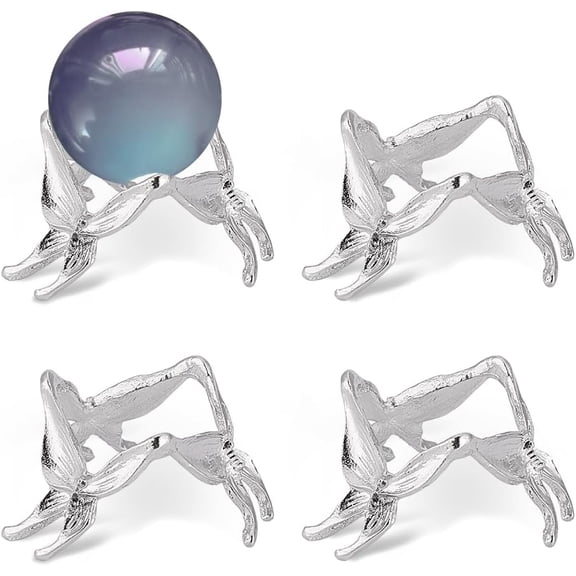 4Pcs Metal Butterfly Ball Stand Silver Sphere Holder Lensball Base Globe Stone Display Rack Ornaments