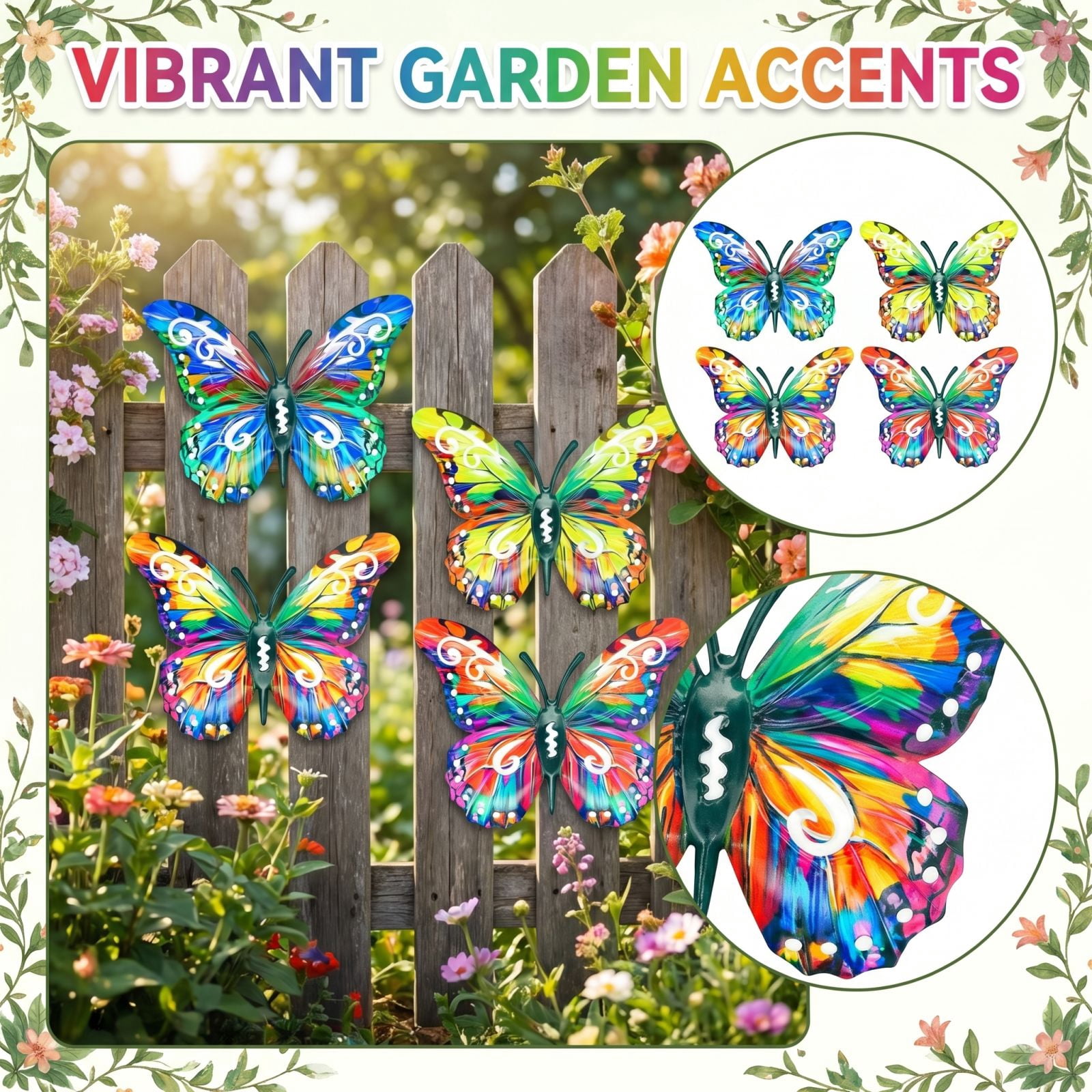 4Pcs Metal Butterfly Wall Decor, Rust Resistant Hanging Butterfly Wall ...