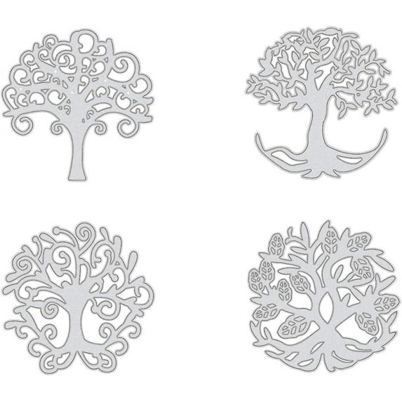 4Pcs Metal Cutting Dies Stencils Template Embossing Tree of Life Shape for DIY Scrapbooking Card Making