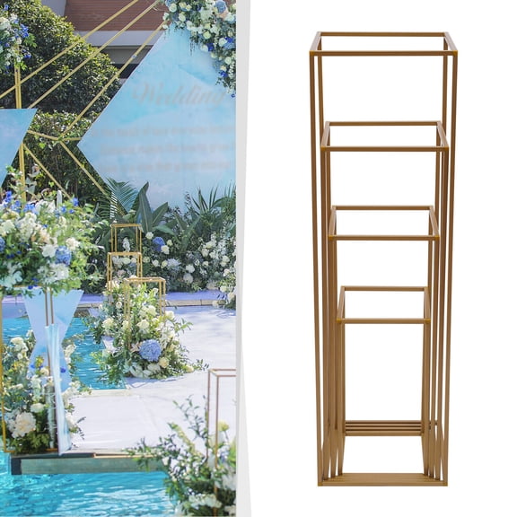 4Pcs Metal Flower Rack Vase Stand Prop Geometric Column for Wedding Party Decor