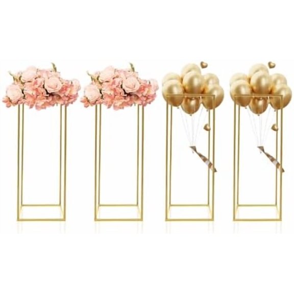 4Pcs Metal Flower Stand,Column Vases Wedding Centerpieces,Rectangular Geometric Flower Rack,Party Wedding Centerpiece Column Holder Rack Decor 9.44*9.44*23.62 in$$Home Decor, Kitchen, & Other