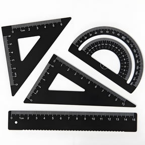 4Pcs Metal Geometry Set,Metal Protractor Triangular Square Set Math Drafting Rulers Kit Architect Triangular Scale Math Ruler Geometric Protractor Measuring Tool for Students Engineers