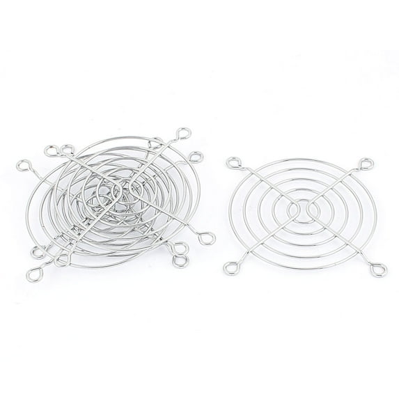 4Pcs Metal PC Computer Fan Grill Finger Guard 80mm x 80mm Silver Tone