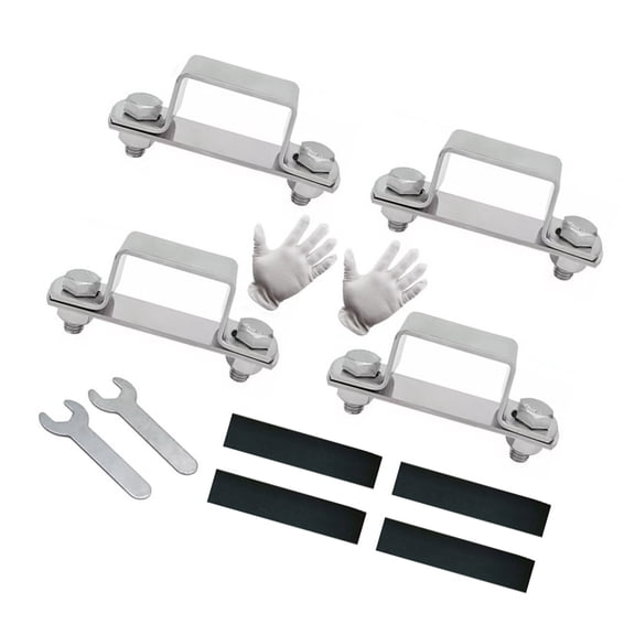 4Pcs Metal Pipe Clamp Brackets, U Shaped Connectors for Square Tubes Door Window Shed Security
