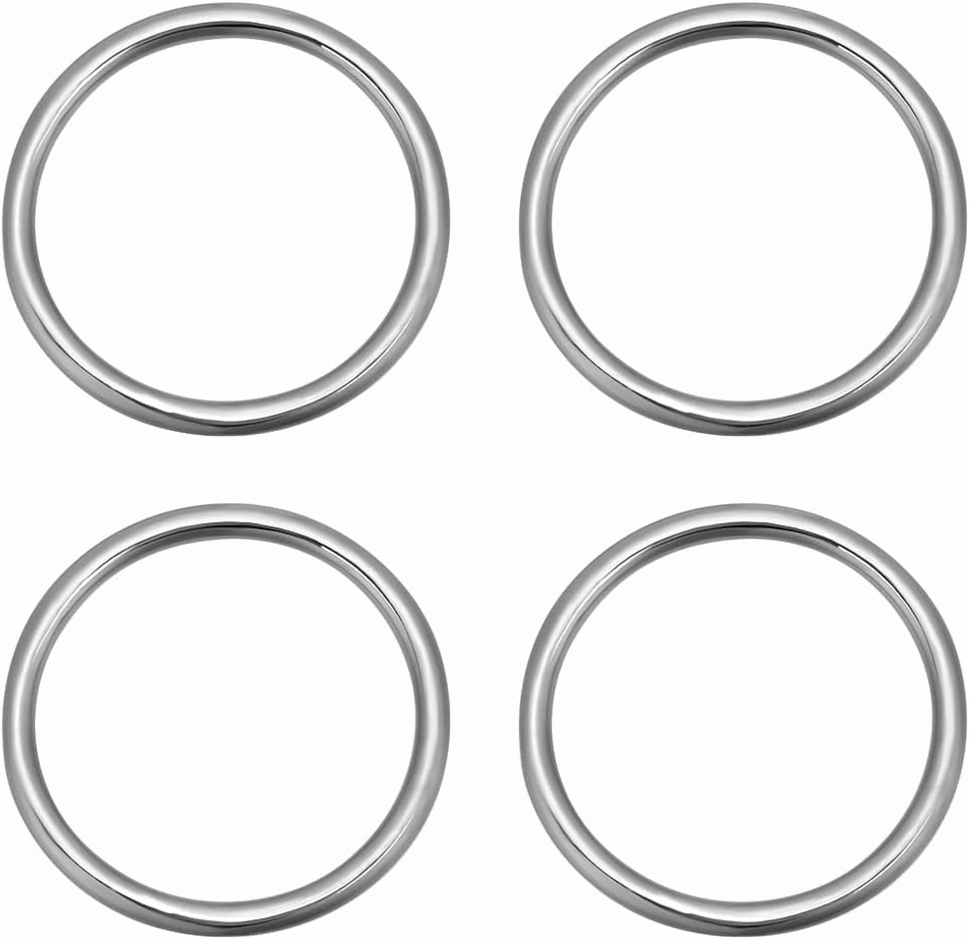 4Pcs Metal Round Rings Seamless Stainless Steel O Ring Silver Heavy ...