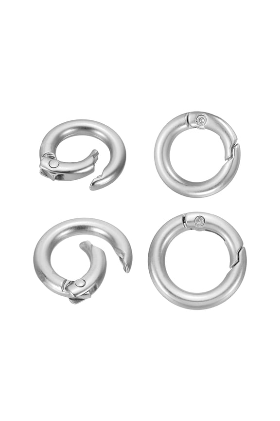 4Pcs Metal Spring O Rings, 0.8"/0.9" Round Key Ring Clip Zinc Alloy Trigger Snap Hook Keychain Buckle for DIY Keychain Handbag Purses Dog Leashes, (Matte Nickel)