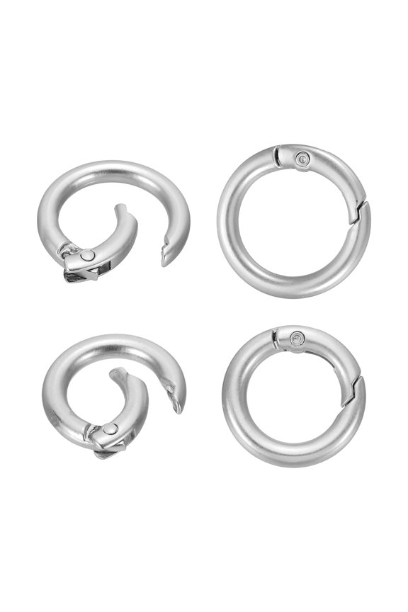 4Pcs Metal Spring O Rings, 0.9"/0.1" Round Key Ring Clip Zinc Alloy Trigger Snap Hook Keychain Buckle for DIY Keychain Handbag Purses Dog Leashes, (Matte Nickel)