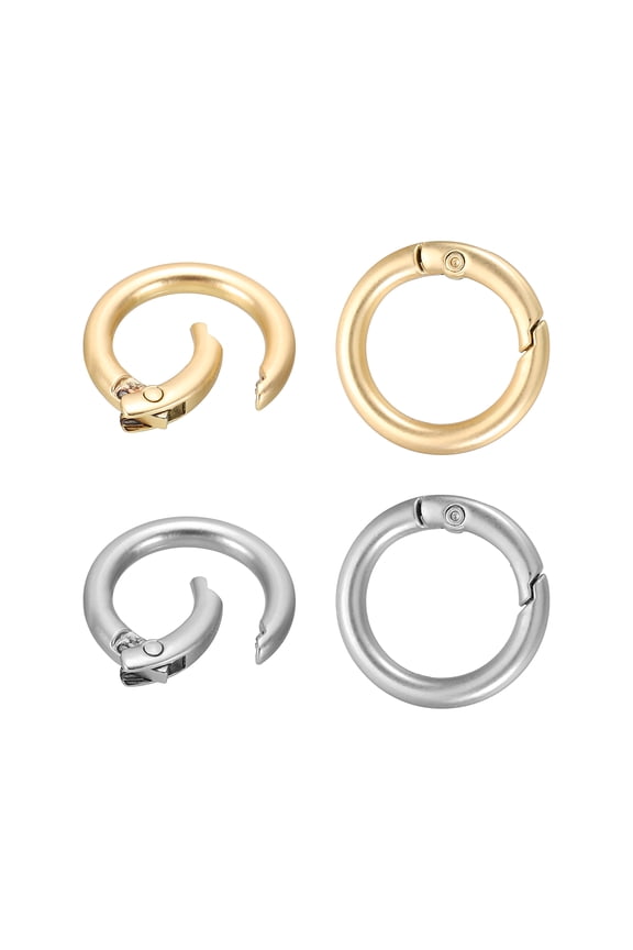 4Pcs Metal Spring O Rings, 26.8mm(1") Round Key Ring Clip Zinc Alloy Trigger Snap Hook Keychain Buckle for DIY Keychain Handbag Purses Dog Leashes, (Matte Gold)