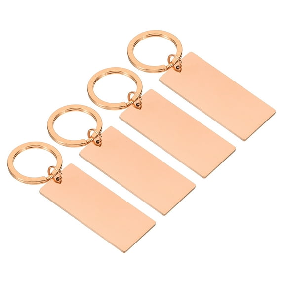 4Pcs Metal Stamping Blanks, Metal Keychain Blanks Rectangle Stamping Tags for Laser Engraving, Rose Gold