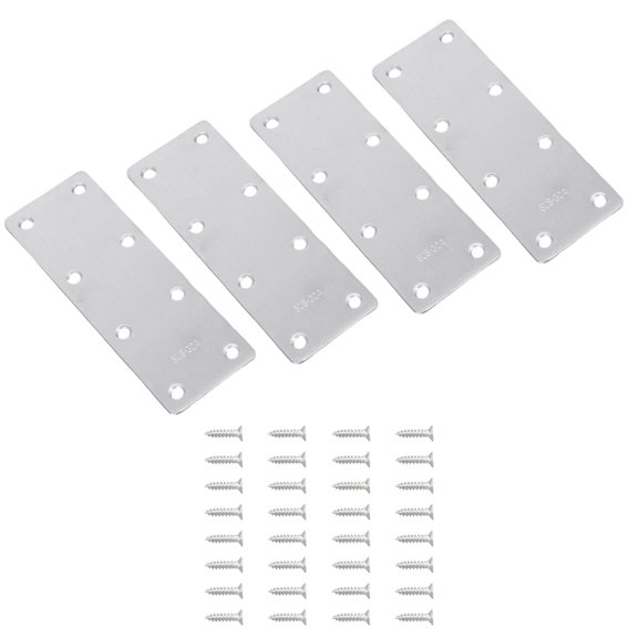 4Pcs Metal Straight Brace Repair Joining Fixing Bracket Stainless Steel Fixed Angles Support Brackets Connectors