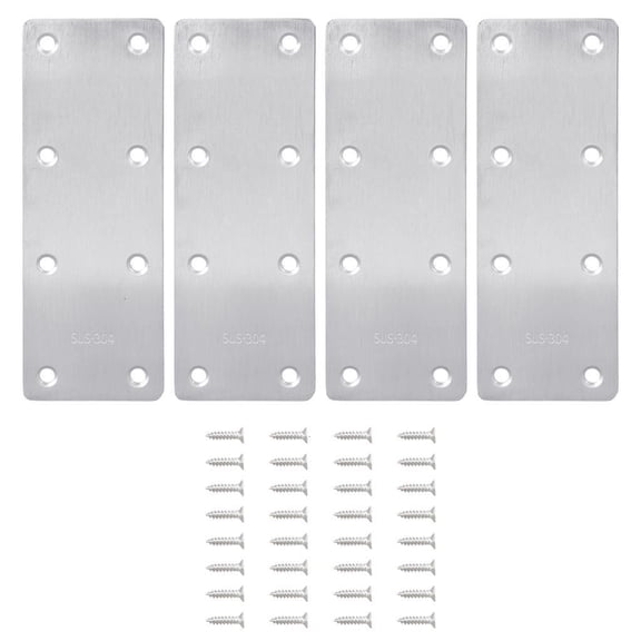 4Pcs Metal Straight Brackets Repairing Mending Plate for Wood Furniture